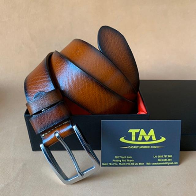 Thắt Lưng Nam Da Bò Nguyên Tắm Mặt Khoá Kim Thép Không Gỉ TM124
