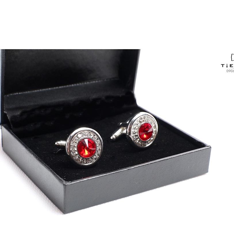 KHUY MĂNG SÉT CAO CẤP - Cufflinks đính đá đỏ