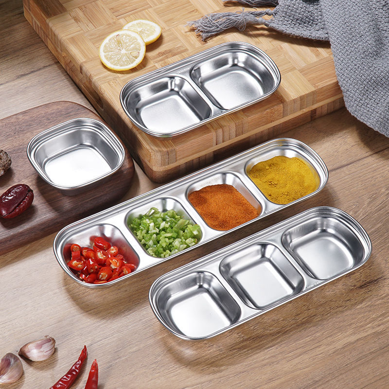 Đĩa Đựng Gia Vị, Khay Đựng Nước Chấm Inox 3 Ngăn- Dĩa Chấm Inox Để PanChan, Đồ Ăn Kèm Tiện Ích