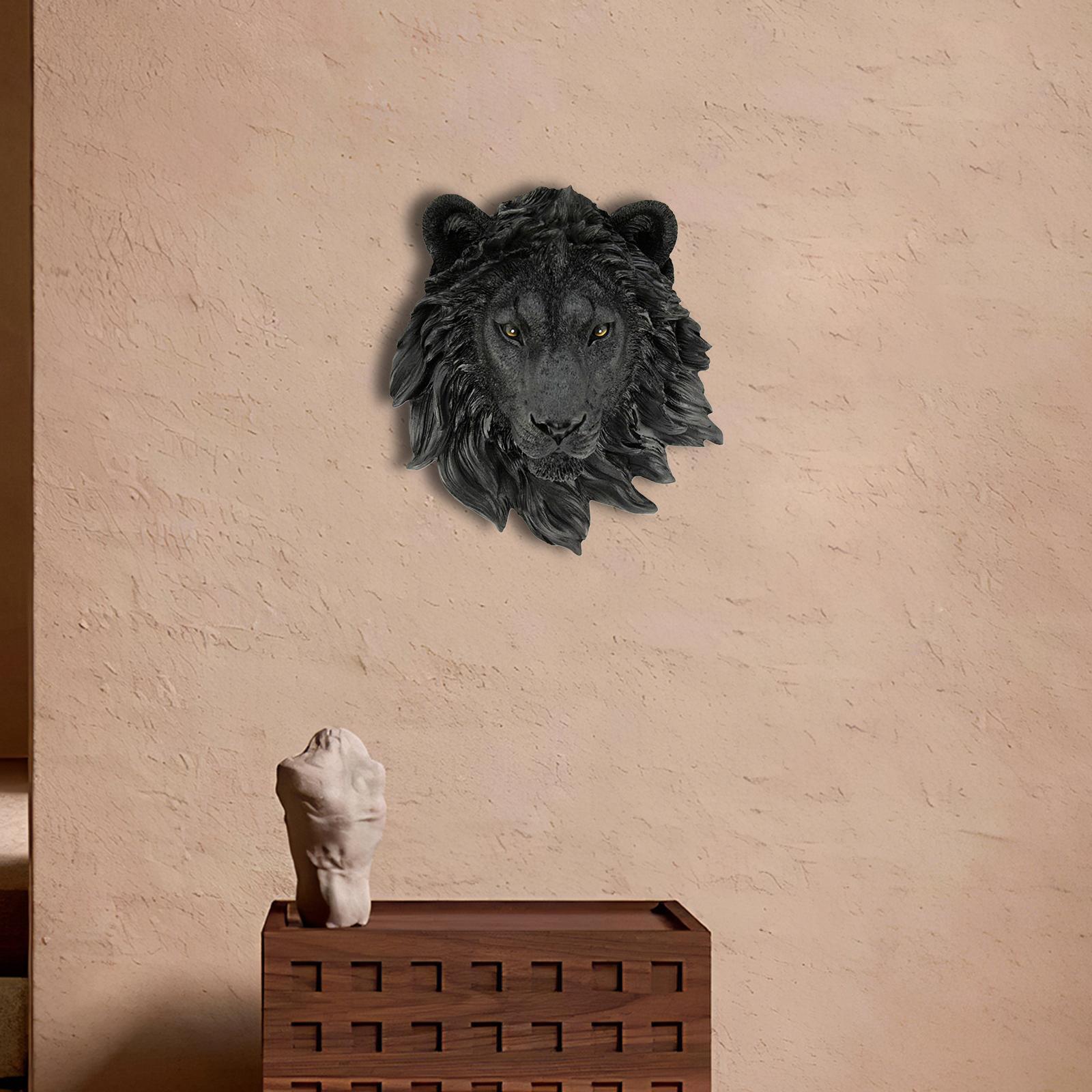 Resin Lion Head Statue, Animal Sculpture Wall Sculpture Wall Mount Gift for Home Decoration Living Room