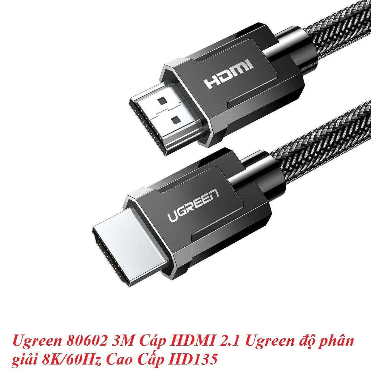 Ugreen UG80602HD135TK 3M HDMI 2.1 8K 60Hz 4K 120hz màu đen Cáp Ultra HD Cao Cấp - HÀNG CHÍNH HÃNG