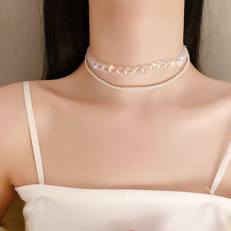 Dây chuyền vòng cổ mix ngọc trai và hạt cườm hot girl sang chảnh choker xinh đẹp