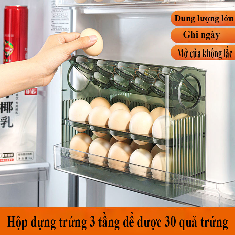 Hộp Đựng Trứng Khay Đựng Trứng Tủ Lạnh 3 Tầng Giá Đựng Trứng Lật Khay Đựng Hộp Sắp Xếp Tiết Kiệm Không Gian Nhà Bếp