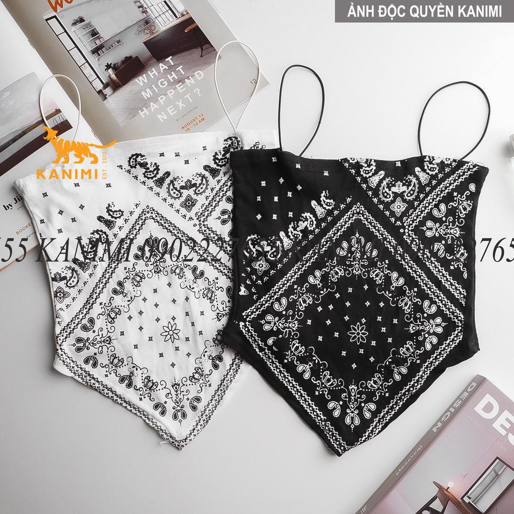 Áo 2 dây nữ thổ cẩm họa tiết Kanimi - áo yếm nữ hai màu siêu hot - AN05