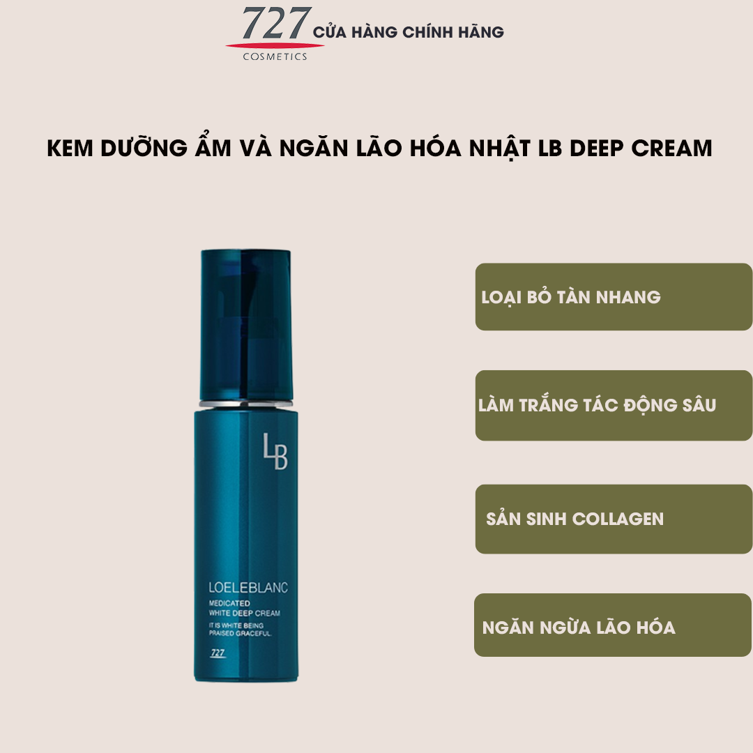 Kem duỡng ẩm và trắng da, chống sạm da và hỗ trợ trị nám Nhật Bản LB White Deep Cream 28g