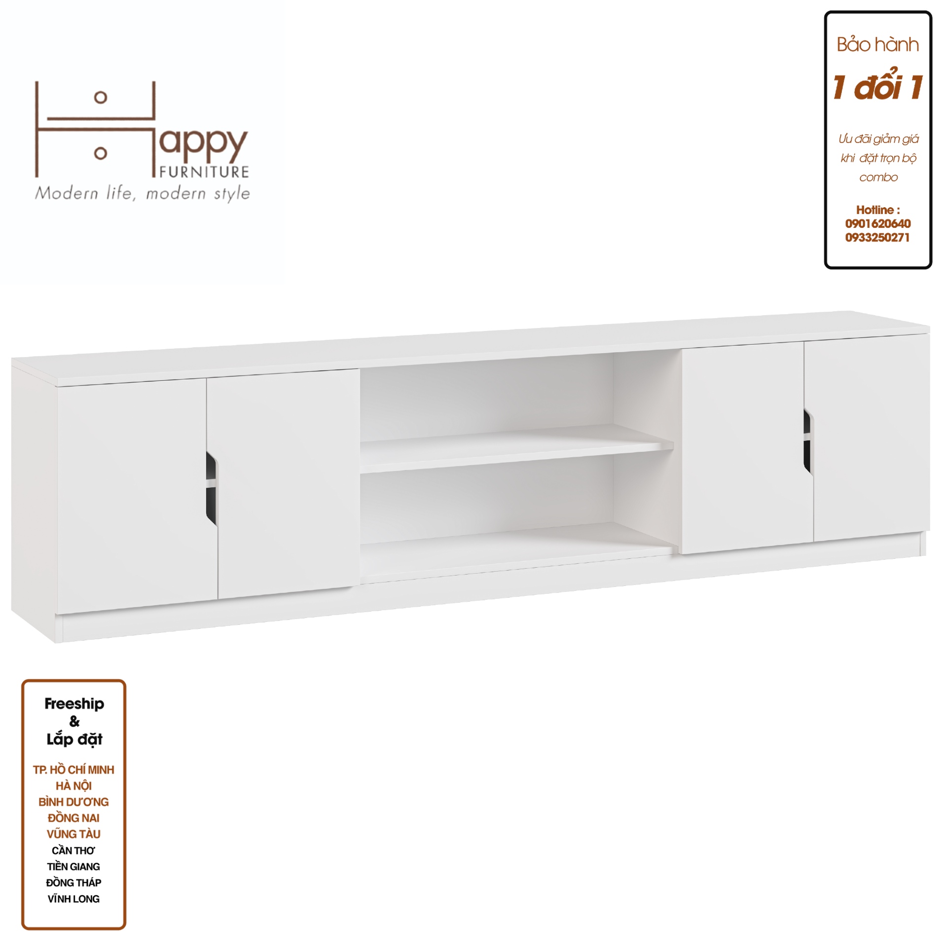 [Happy Home Furniture] DASH, Kệ Tivi 6 ngăn, 210cm x 35cm x 54cm ( DxRxC)   , KTV_006