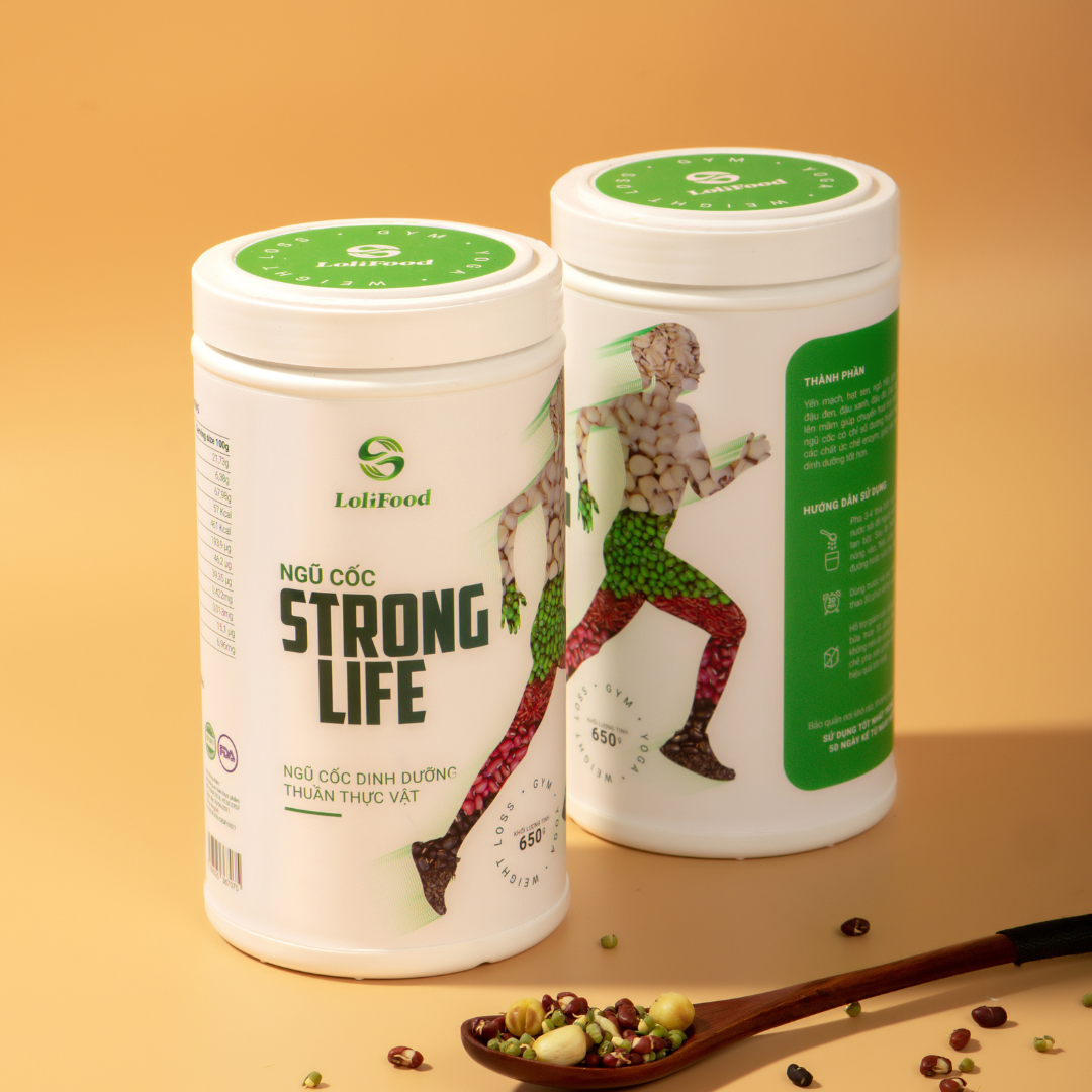 Ngũ cốc dinh dưỡng Strong Life hộp 650gr - Ngũ cốc thuần thực vật phù hợp với người chơi thể thao ăn chay