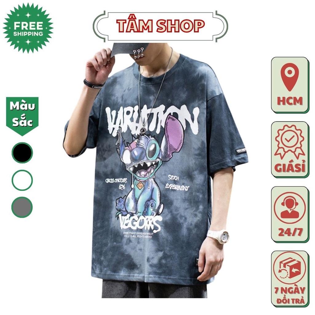 Đồ bộ nam STYLE MARVEN áo thun in hình Stitch và quần shorts đùi kẻ ngang sét thun lạnh