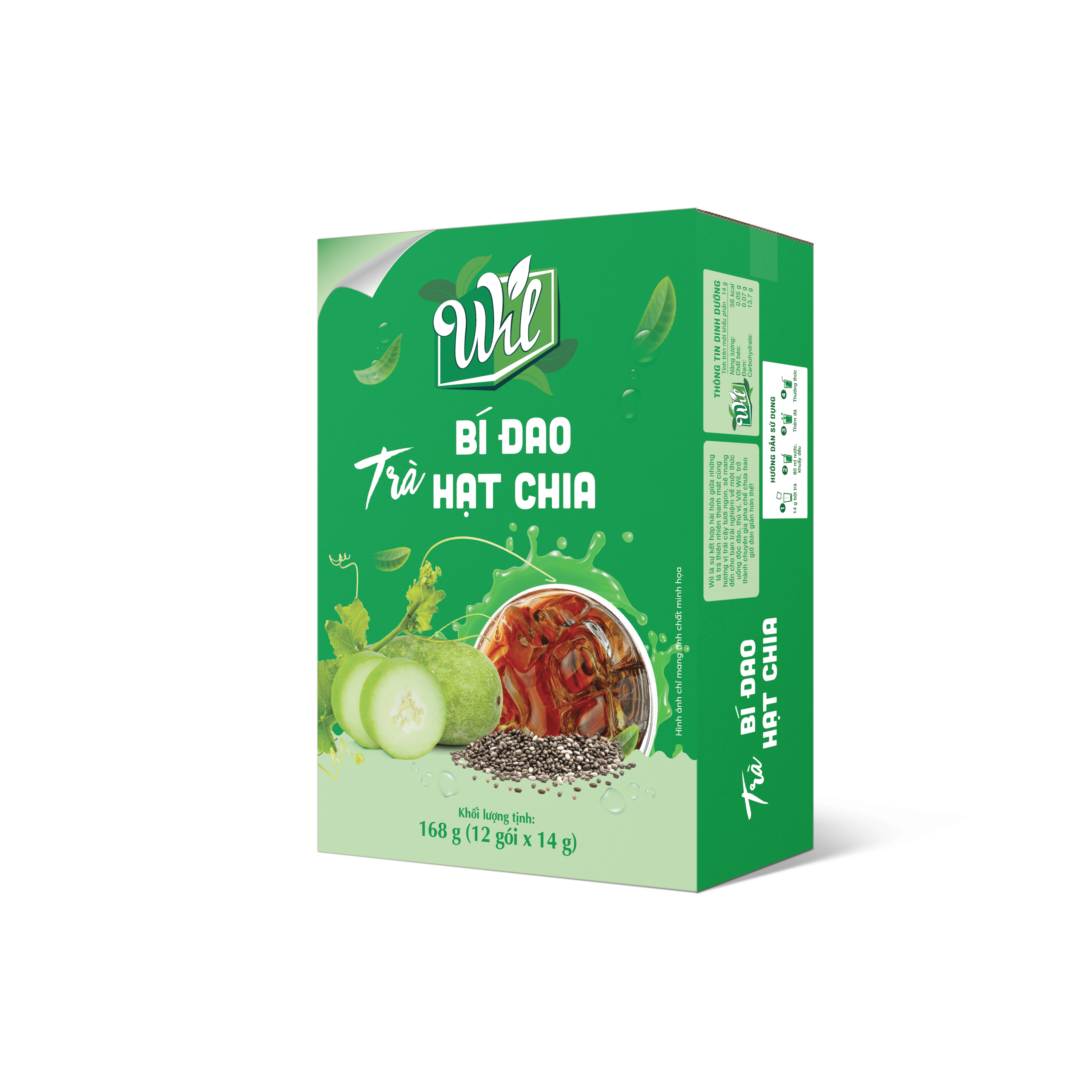 Trà bí đao hạt chia Wil trà hòa tan giải nhiệt thanh lọc cơ thể hộp 168g
