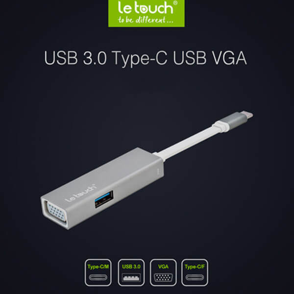 USB Le Touch 3.0 Type-C VGA Hub 3in1 - Hàng chính hãng