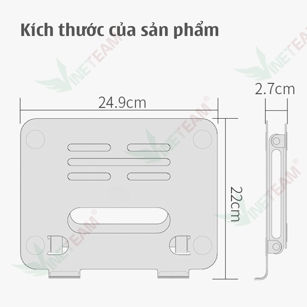 Giá Đỡ Máy Tính Laptop iPad Macbook Hợp Kim Nhôm Cao Cấp VINETTEAM P43 Chỉnh Độ Cao Hỗ Trợ Tản Nhiệt Chống Mỏi Cổ Vai Gáy - Hàng Chính Hãng