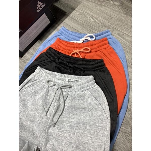 Quần jogger nỉ bông cotton dày dài 95cm bo chun trendy nhiều màu