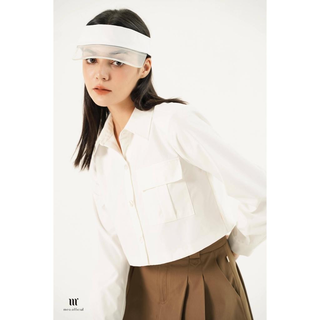 Áo sơ mi croptop công sở nữ Méo shop phong cách cá tính dài tay Ondes