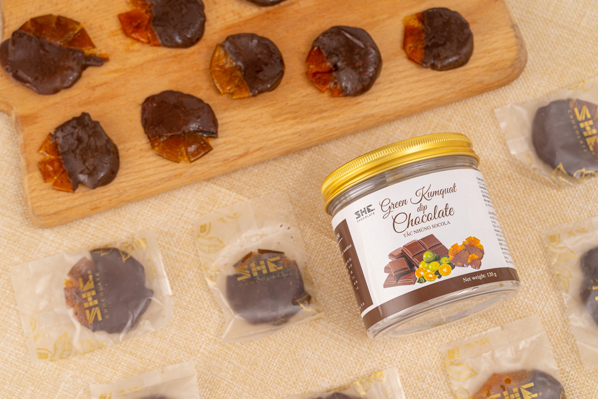 Tắc nhúng Socola - hũ pet 120g - SHE Chocolate - Bổ sung năng lượng, đa dạng vị giác. Quà tặng sức khỏe, quà tặng người thân, dịp lễ, thích hợp ăn vặt