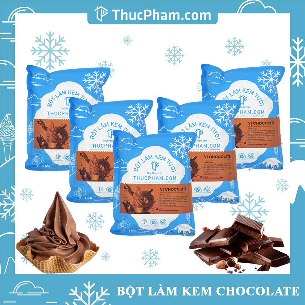 Combo 5 Gói Bột Làm Kem Tươi ThucPham.Com Vị Chocolate- Túi 1kg - Được Chứng Nhận HTQL An Toàn Thực Phẩm ISO 22000:2018