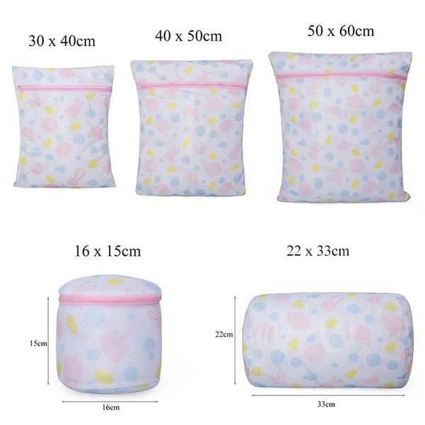 Set 5 túi giặt đồ máy giặt nhiều hoạ tiết dễ thương - Bộ 5 túi lưới đựng quần áo, đồ lót trong máy giặt nhiều size ( Mẫu ngẫu nhiên) - HENRYSA