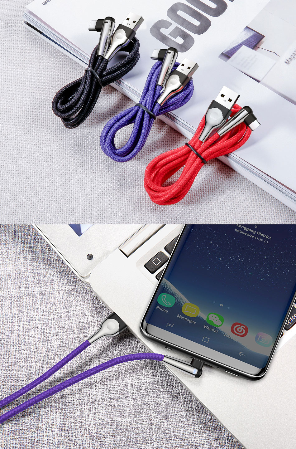 Cáp sạc nhanh và truyền dữ liệu siêu bền Baseus Sharp Bird Type C cho Game thủ (Quick charge 3.0, Metal MVP Elbow Mobile Game Cable) - Hàng Chính Hãng