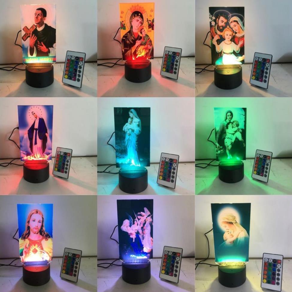 Tranh đức mẹ maria, hình chúa giê su, led 3d, hình led thờ trên xe oto, đồ thờ, tranh công giáo bằng mica nhiều mẫu