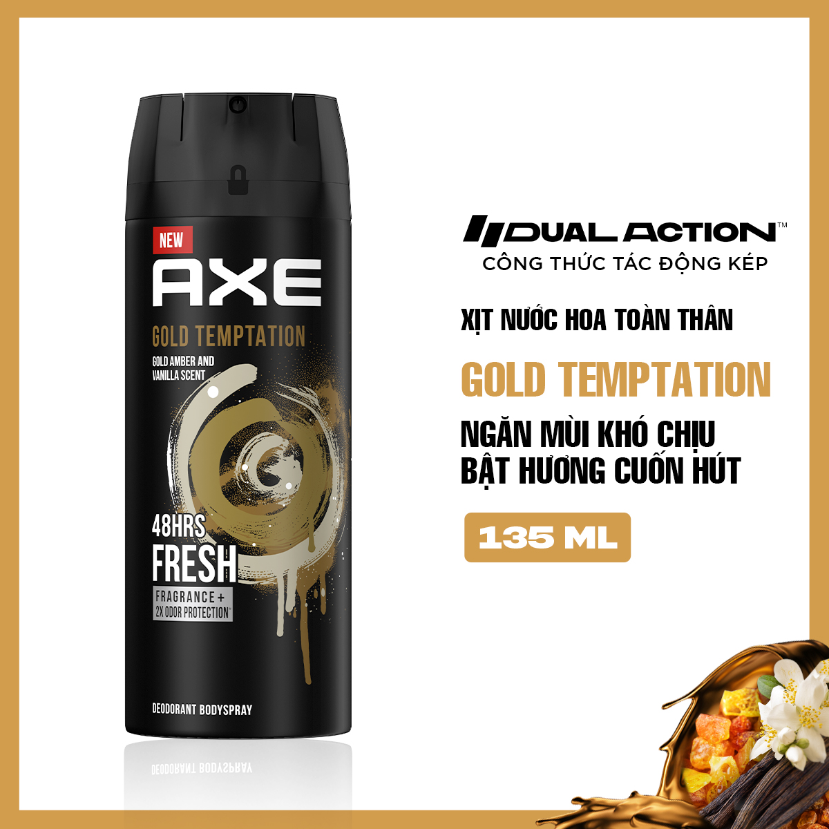 Xịt nước hoa toàn thân dành cho nam AXE Gold Temptation (135ml)