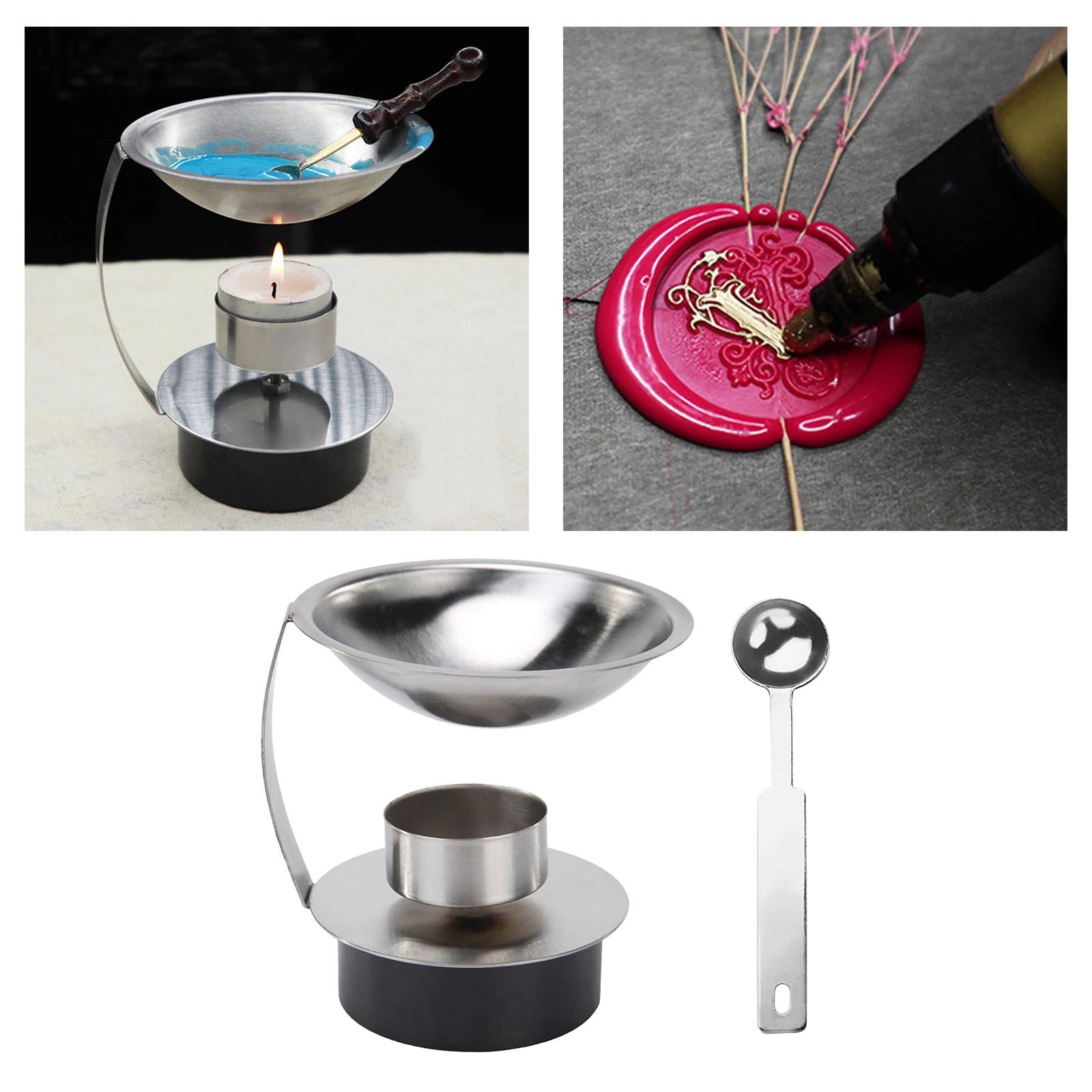 Seal Wax Melting Furnace Tool, Stainless Steel Wax Seal Warmer with Melting Spoon Kit Wax Melt Warmer Aroma Essential Oil Burner for Home Wedding