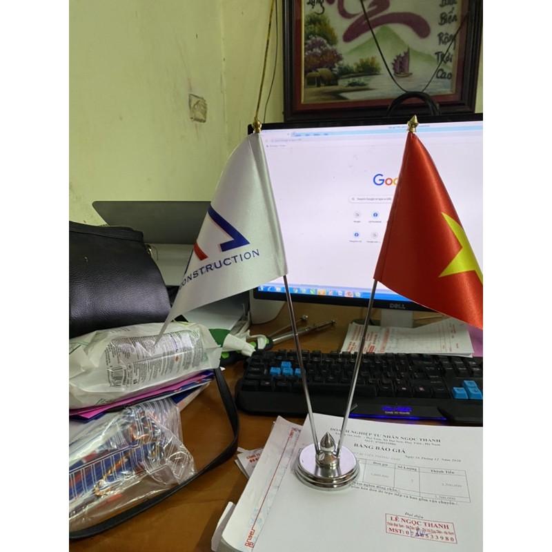 Cờ để bàn 35cm in logo rút lên xuống được, cờ để bàn in theo yêu cầu