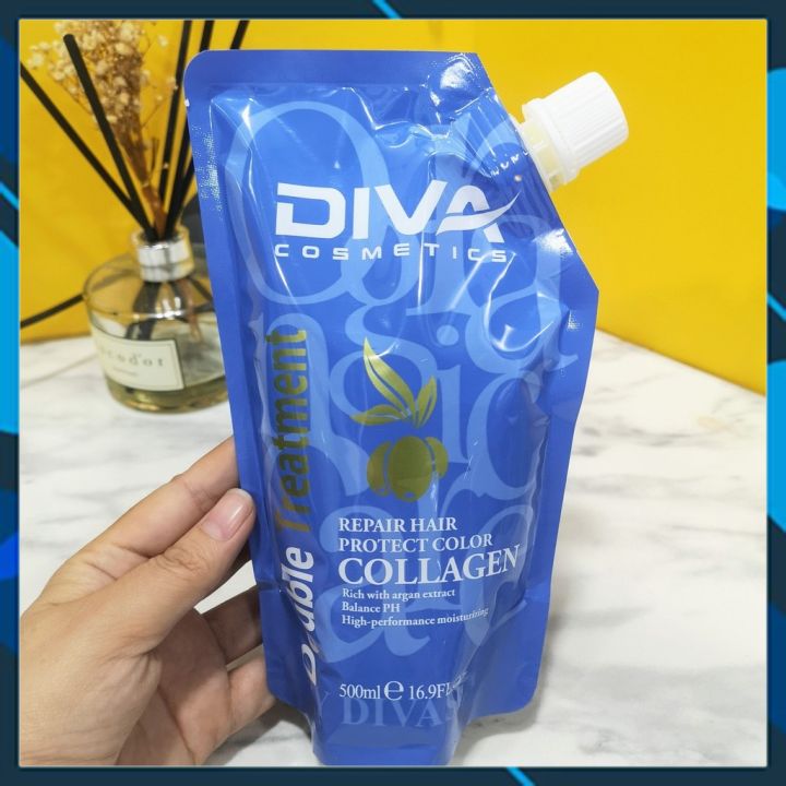 Hấp ủ tóc siêu mượt Collagen DIVA Cosmetics Double Treatment 500ml