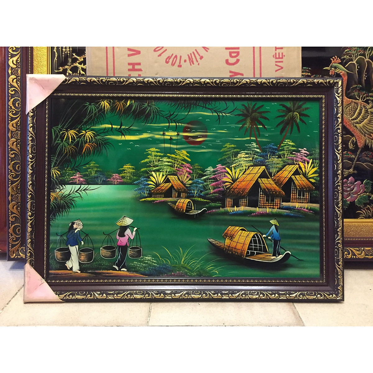 Tranh sơn mài vẽ phong cảnh Đồng Quê Việt Nam