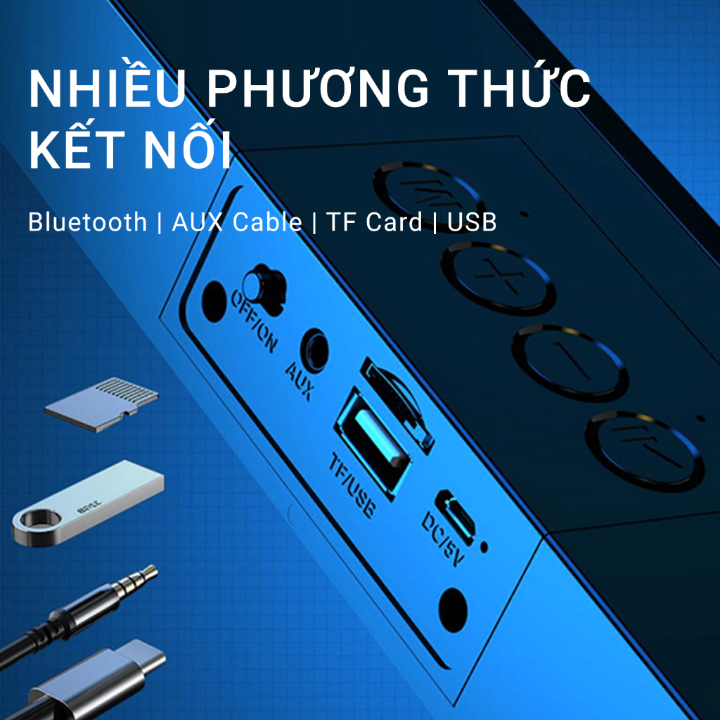 Loa Bluetooth Soundbar RGB, Có Khe Cắm Thẻ Nhớ, USB Dùng Cho Máy Tính, PC, Điện Thoại - Hàng Nhập Khẩu