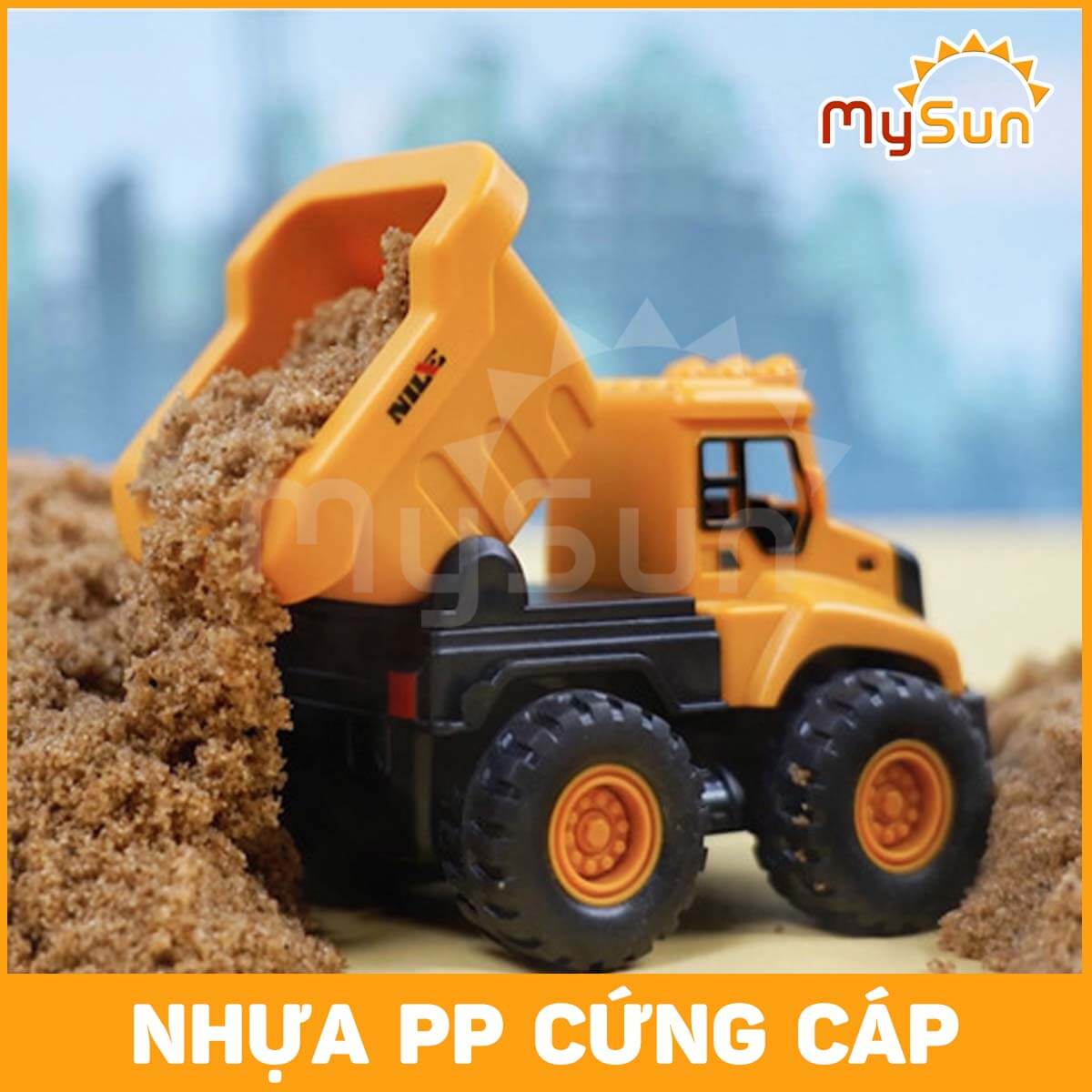 Bộ xe đồ chơi CÔNG TRÌNH cho bé trai mô hình Cần cẩu, Xe Ben, Xe Tải, Trộn bê tông – MySun