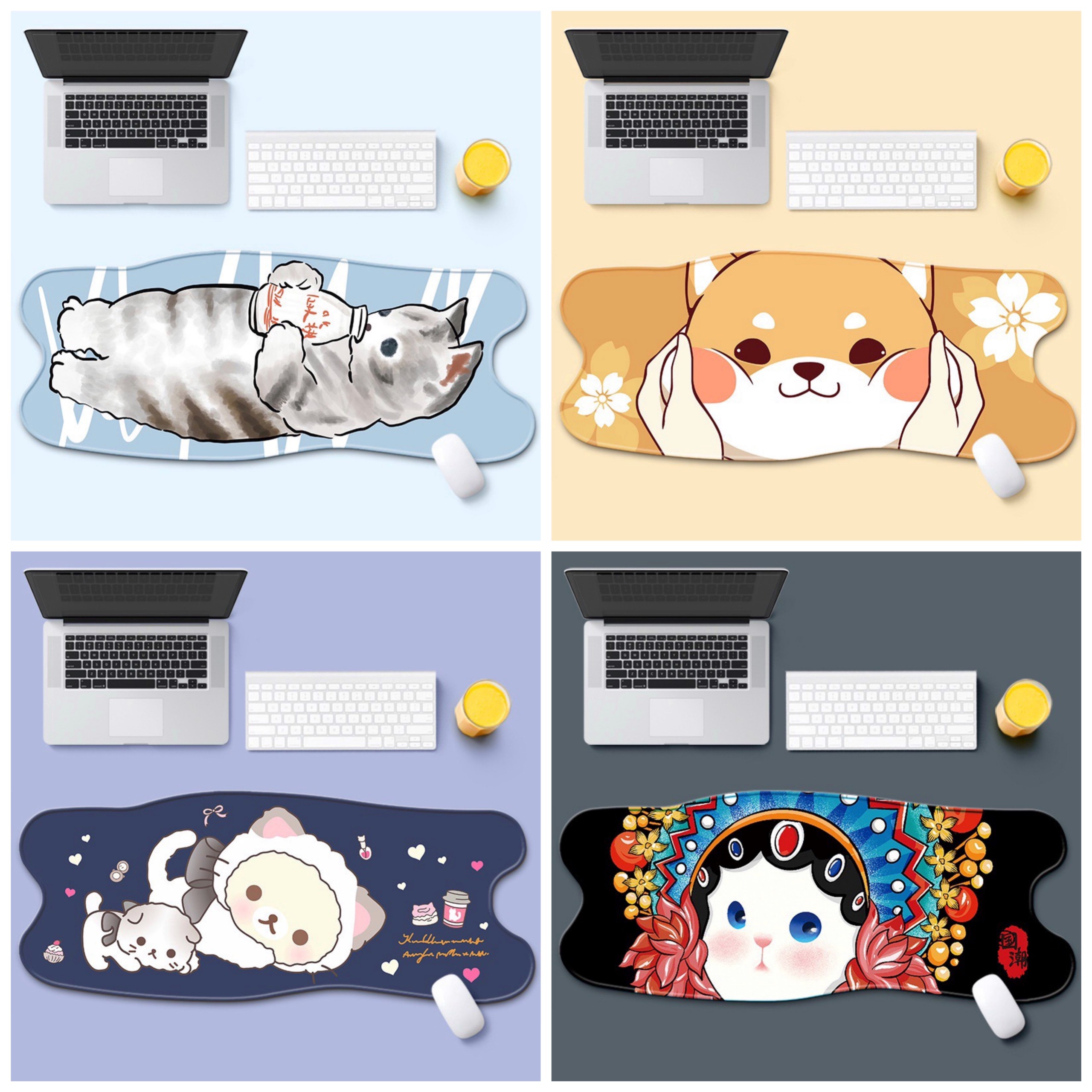 Miếng Lót Chuột Lót Bàn Phím Chơi Game Mouse Pad Kích Thước 75x30cm Hình Hoạt Hình Animals Cute