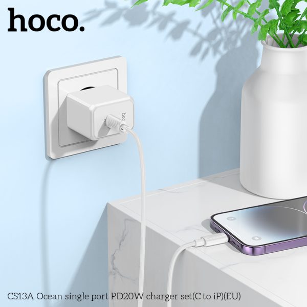 Bộ Sạc Nhanh Dành Cho Hoco PD20W CS13A Ocean Type-C To LN Chân Cắm EU Hàng Chính Hãng