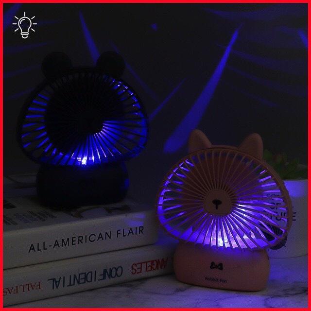 Quạt mini V30 để bàn có đèn LED trang trí siêu dễ thương