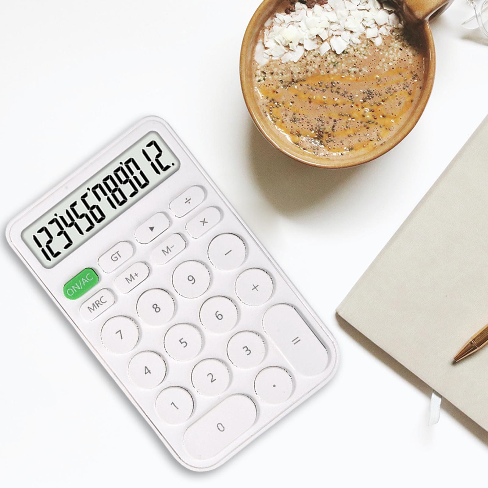 Electronic Calulator Cute Simple 12-Digit with Button Battery Mini Calculator for Home Students
