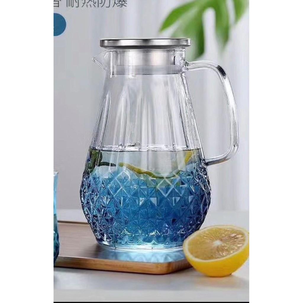 Bình đựng nước thủy tinh chịu nhiệt vân đá xanh dương