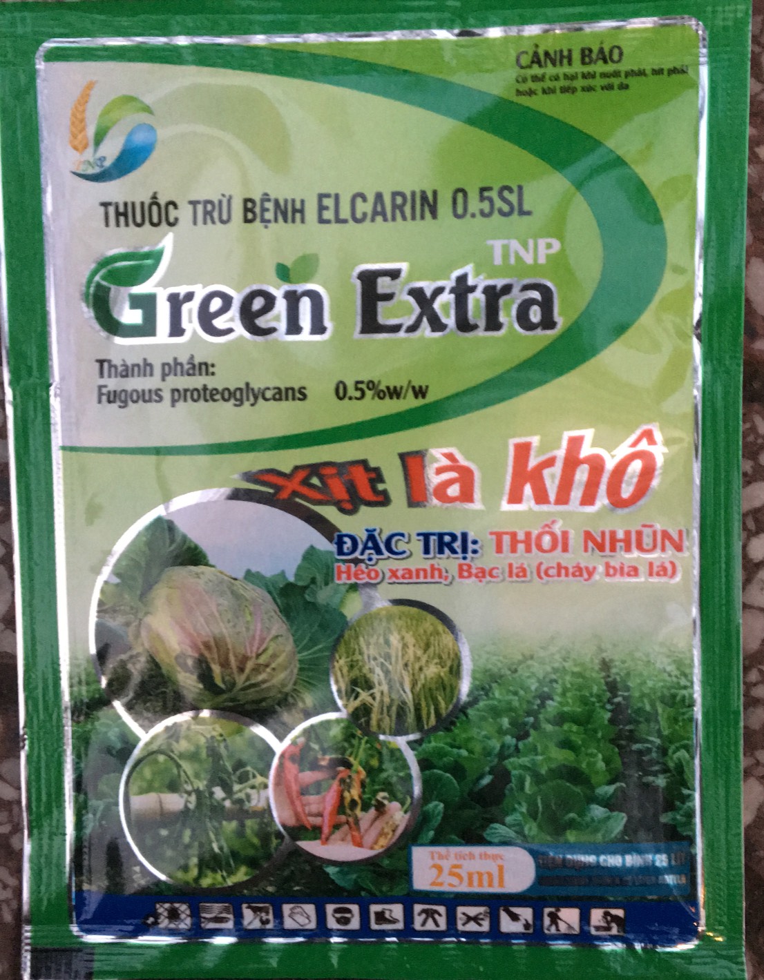 Sản phẩm GREEN EXTRA sinh học ngừa bệnh héo xanh thối nhũn trên cây trồng gói 25ml