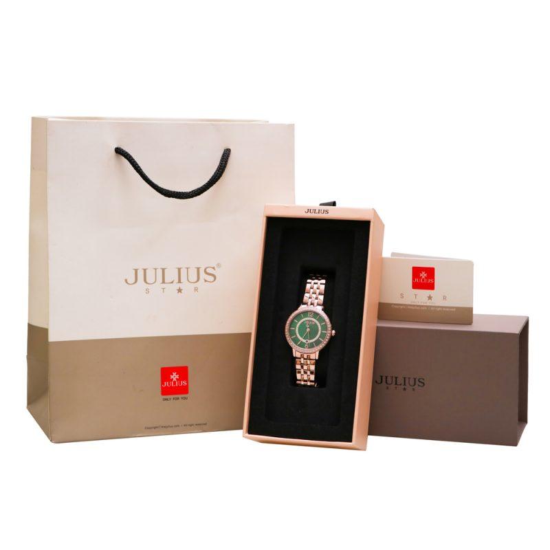 Đồng Hồ Nữ Chính Hãng Julius Cao Cấp Dây Thép Kim Loại Chống Nước Kính Sapphire Đường Kính 32mm JS-051C