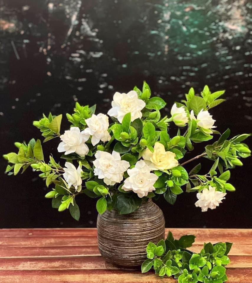 Lọ hoa gốm sứ Bát Tràng gốm mộc cao 18cm
