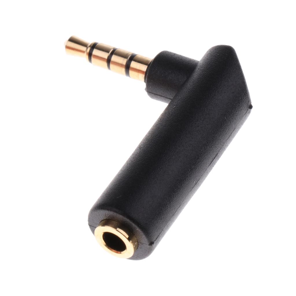 5PCS/lot L Shape 90 Right Angle 3.5mm 4Pole Male to 3Pole Female Adapter Jack