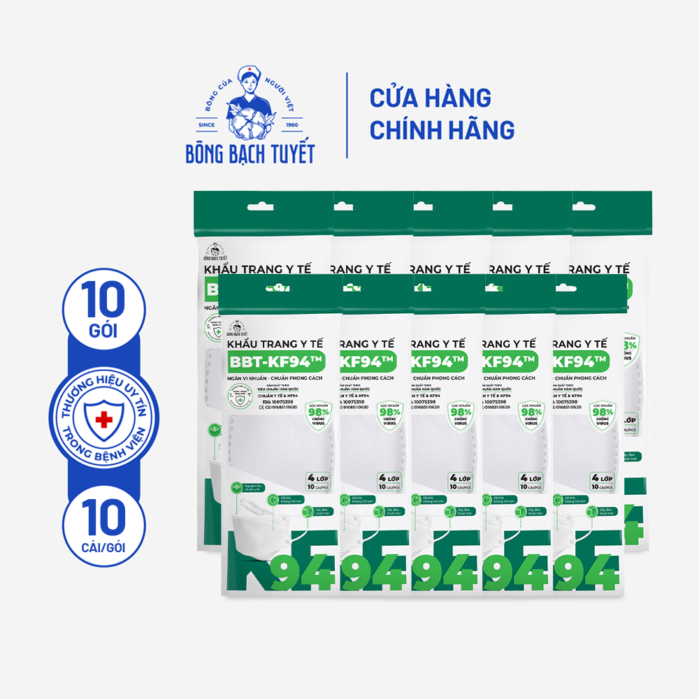 Combo 20 Gói khẩu trang Bông Bạch Tuyết KF94 Trắng