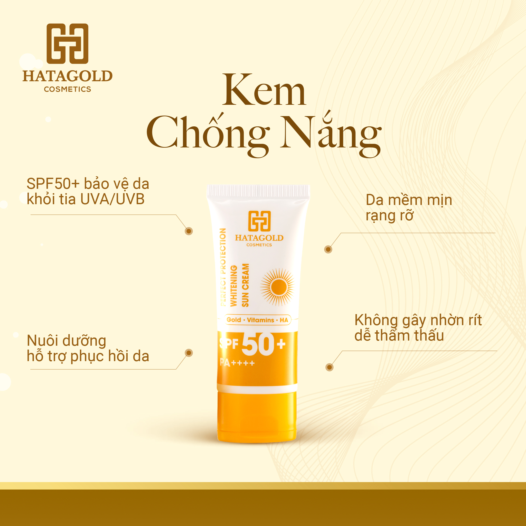 HATAGOLD | Kem Chống Nắng Cúc La Mã SPF50+ - Perfect Protection Whitening Sun Cream SPF 50+ PA++++ - KL:60g