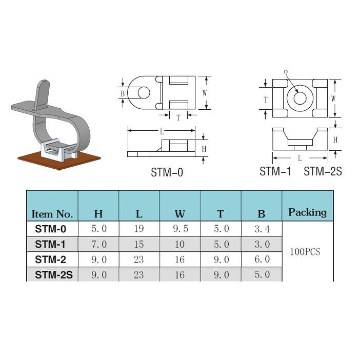 Gói 50 cái STM-2S Nút giữ dây rút, nút khóa dây dùng để bó dây điện, dây tín hiệu trong tủ điện, mạch điện tử