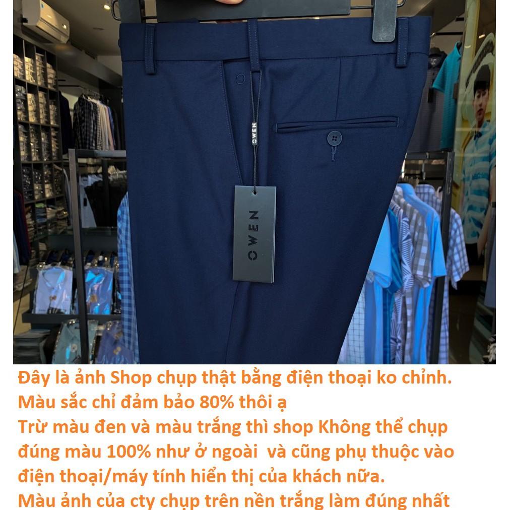 OWEN - Quần âu nam màu XANH NAVY dáng regular cạp tăng đơ co dãn chất Polyester 20536 - 22426