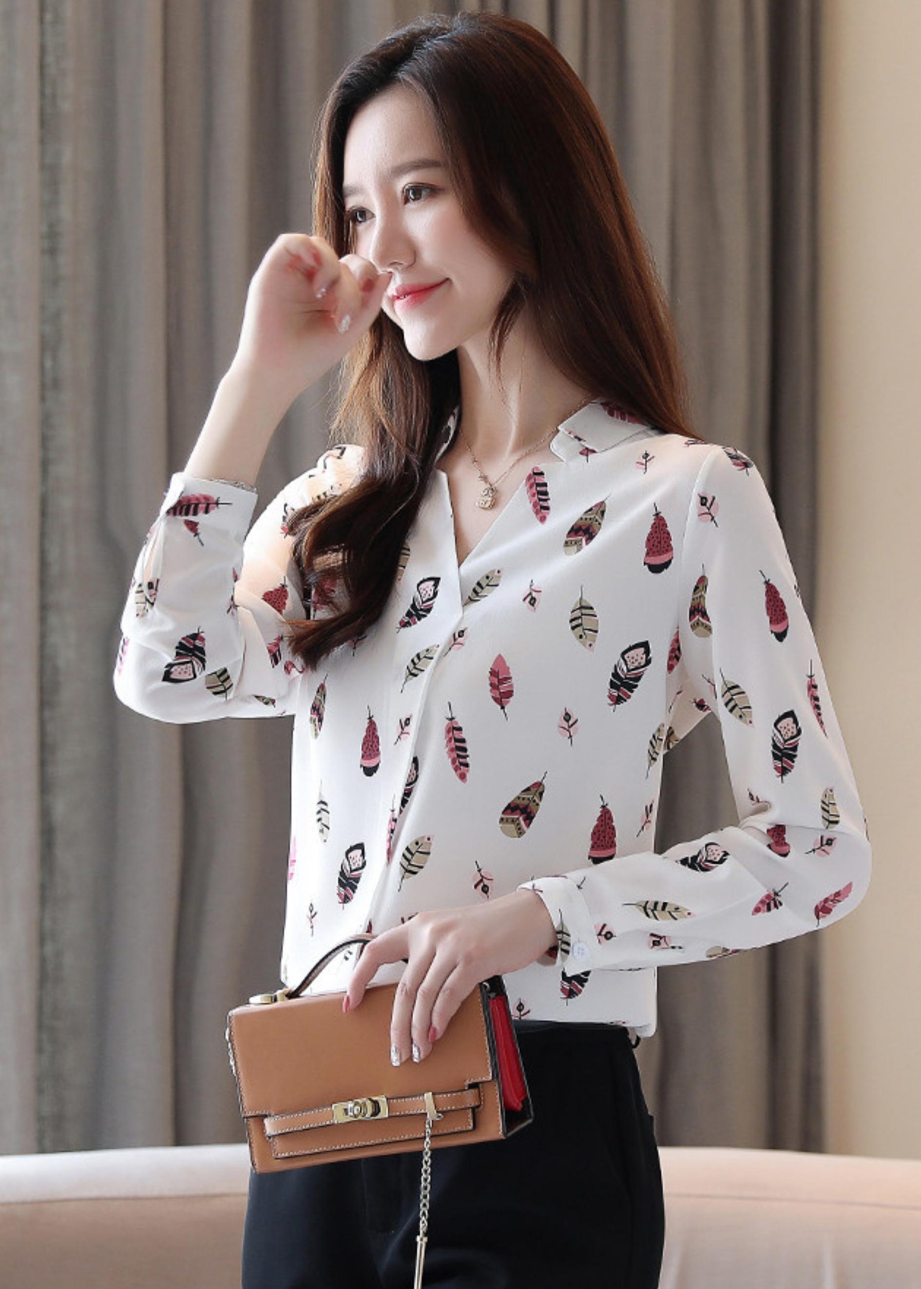 Áo Sơ Mi Nữ Dài Tay Phối Họa Tiết Lá 3D Thời Trang PONIVA Cao Cấp Phong Cách Nữ Tính Trẻ Trung Thanh Lịch Dành Cho Các Nàng