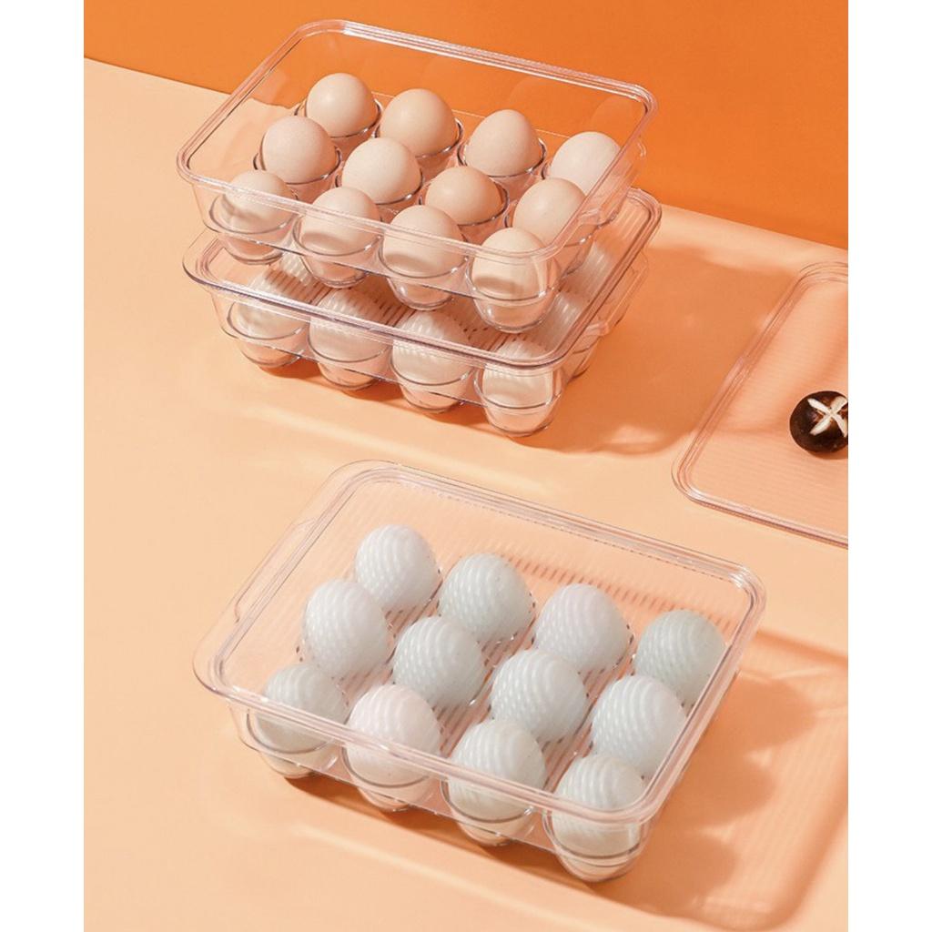 Hộp nhựa trong đựng 12 trứng có nắp