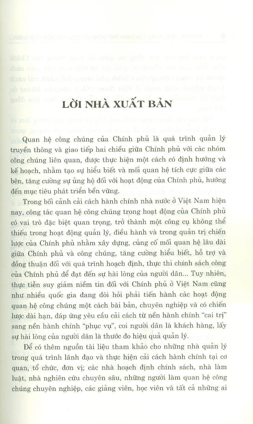 Quan Hệ Công Chúng Của Chính Phủ Trong Bối Cảnh Cải Cách Hành Chính Nhà Nước Ở Việt Nam