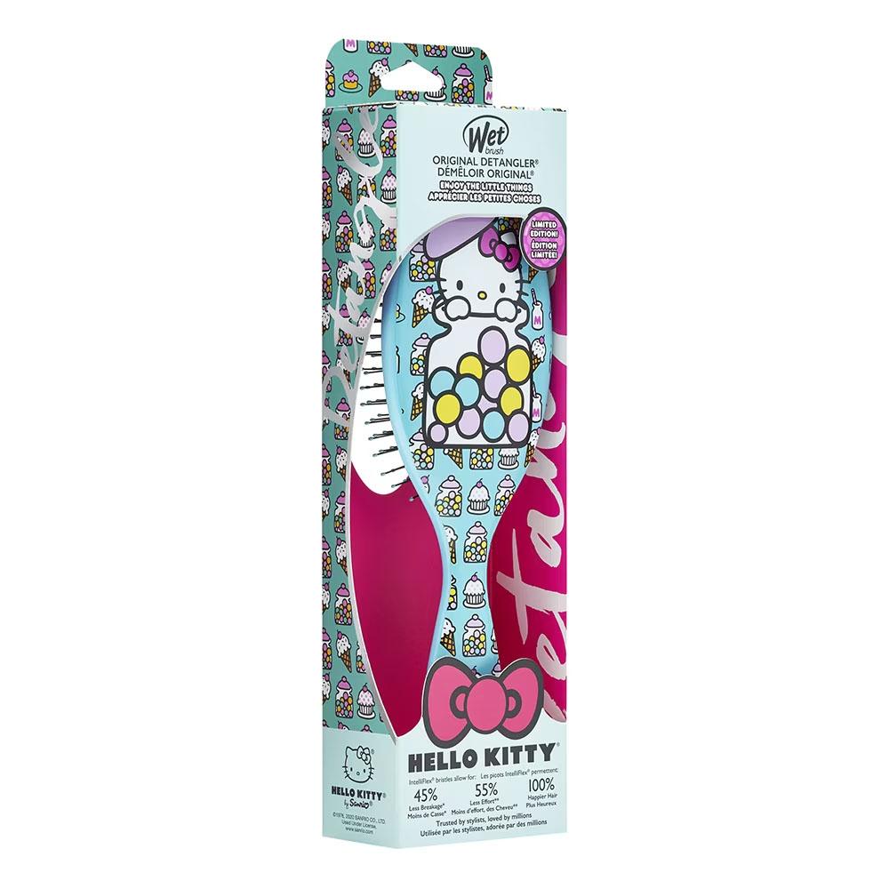 Lược Wet Brush Original Detangler Họa Tiết Hello Kitty Bubble Gum Blue Gỡ Rối &amp; Giảm Rụng Tóc 1 Cái