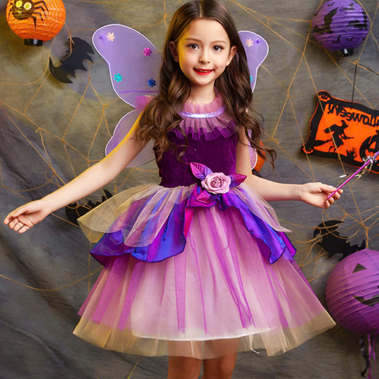 Đầm công chúa cosplay halloween cho bé gái mẫu nàng tiên hàng nhập Quảng châu (kèm cài cánh đũa thần)