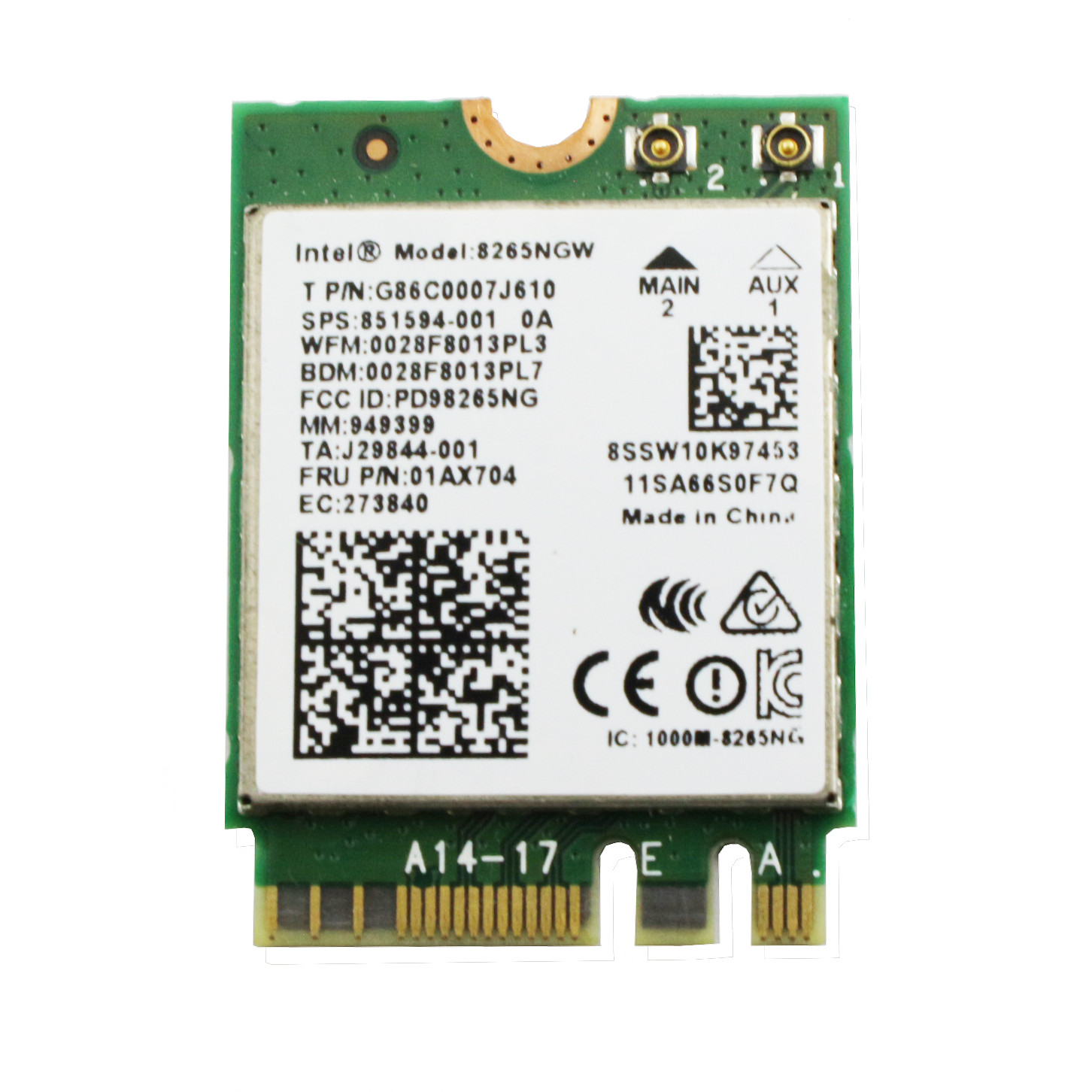 Card Wifi Intel AC8265 khe M2 có Bluetooth 8265NGW - Hàng nhập khẩu