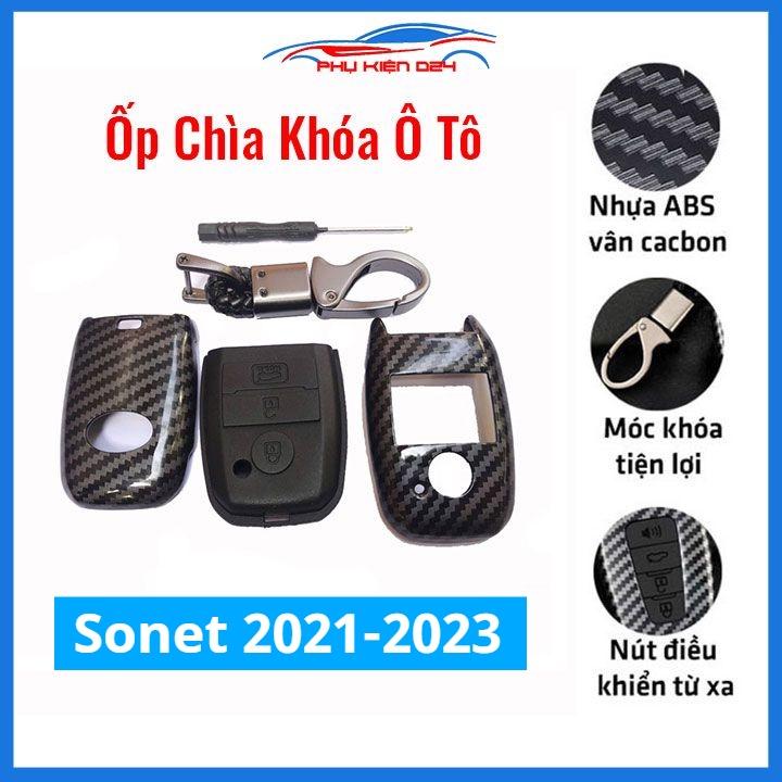 Ốp khóa cacbon Sonet 2021-2023 kèm móc khóa bọc chìa bảo vệ khóa ô tô