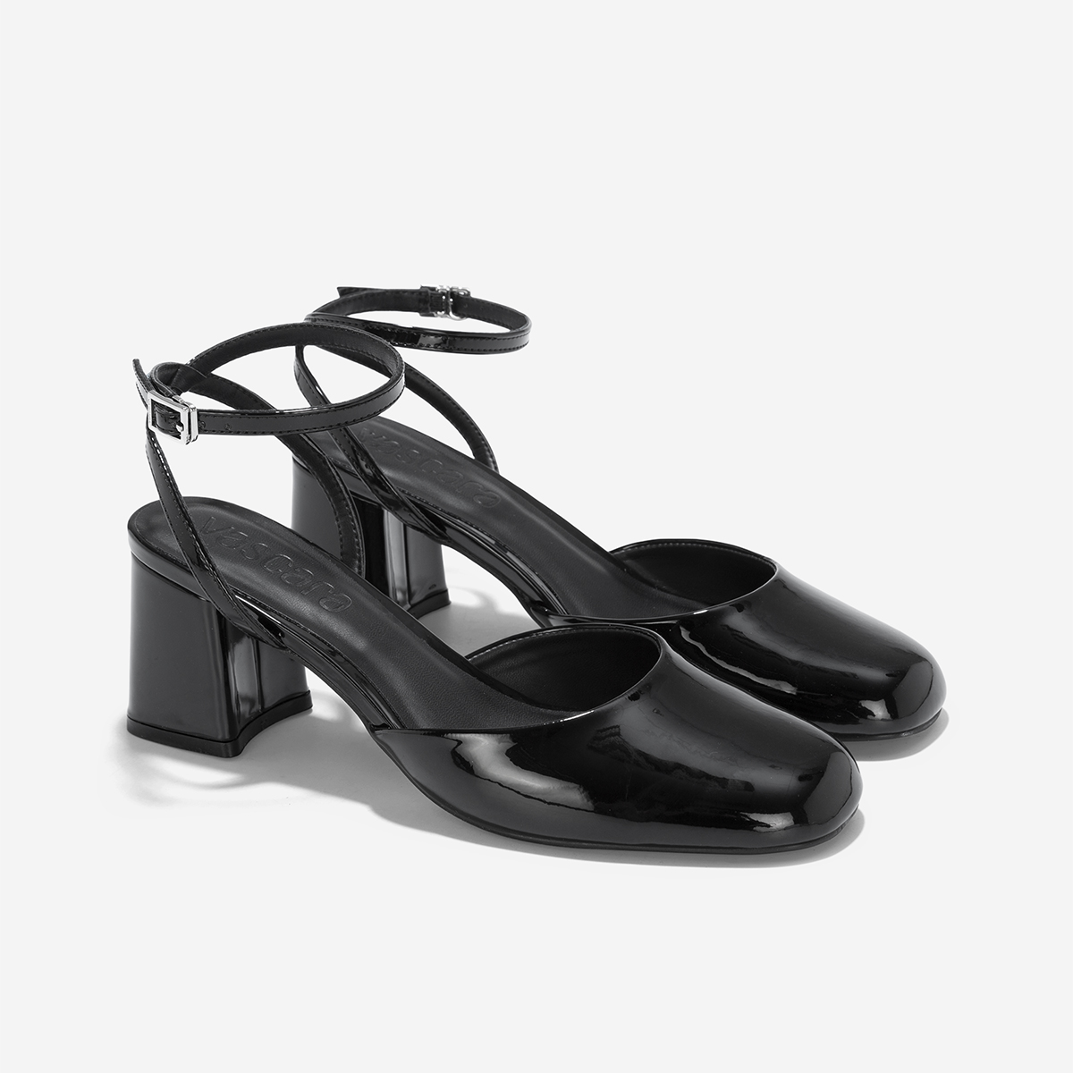 Giày bít mũi tròn block heel phối ankle strap - BMN 0657